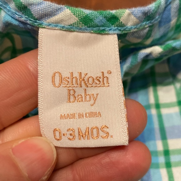 Boy’s Size 0-3 Months Blue & Green Plaid Oshkosh Jumpsuit - Picture 4 of 4